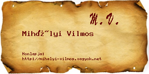 Mihályi Vilmos névjegykártya